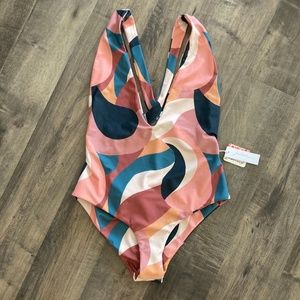 NWT Free People x Juillet Elle One Piece Geometric Printed Swimsuit Sz M